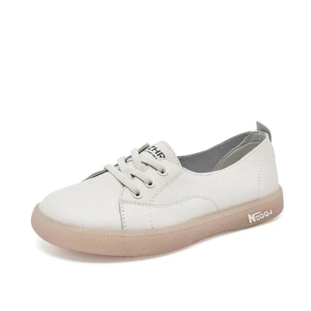 New Genuine Leather Women Sneakers Slip On Fashion Tennis Shoes Mary Janes Sneakers