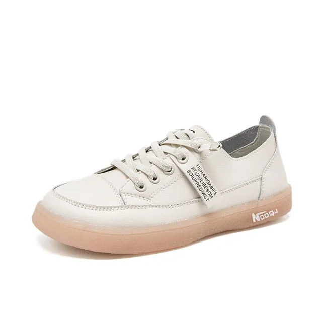 New Genuine Leather Women Sneakers Slip On Fashion Tennis Shoes Ways To Lace Sneakers