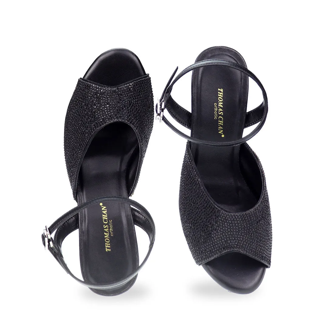 [NEW] Glitter Crystal Ankle Strap Heels 1.5"inch [Dinner Series] Ansi Rated Work Boots