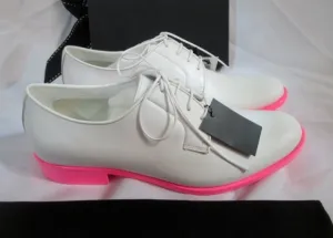 NEW JIL SANDER MEMPHIS BIANCO Shoe Loafer 36 / 6 PINK WHITE Patent Leather Derby Florsheim Shoes Penny Loafers