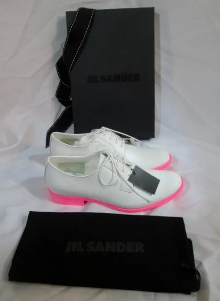 Leopard Loafers NEW JIL SANDER MEMPHIS BIANCO Shoe Loafer 36 / 6 PINK WHITE Patent Leather Derby