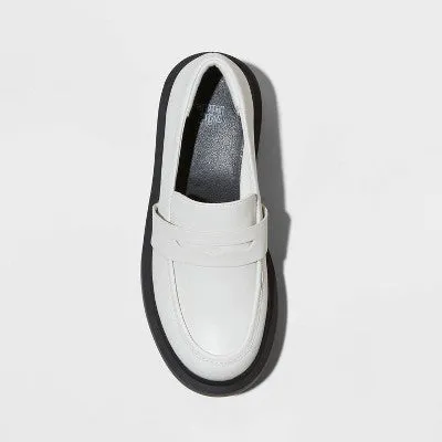 Slip On Outdoor Shoes New - Wild Fable Women Slip-On Loafer Platform Low Heel Leather Memory Foam Insole