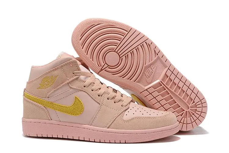 Nike Air Jordan 1 Mid 'Coral Gold' Sneaker Shoes Sale Men Size 7-12 Asics Shoes Vs Skechers