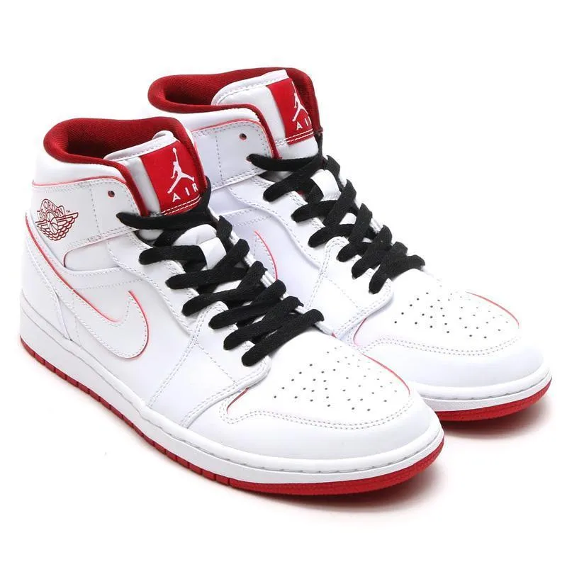 Nike Air Jordan 1 Mid White Red  Shoes Basketball Men Size US 7 - 13 Asics Gt-1000 14 Running Shoes