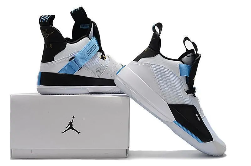 Nike Air Jordan 33 White Black Blue Men Shoes Sale Size US 7-12 Asics Fuerte Wrestling Shoes