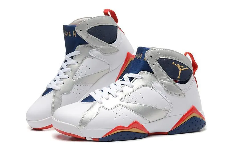 Nike Air Jordan 7 Retro White Navy Red Shoes Basketball Men Size US 7 - 13 Squash Shoes Asics