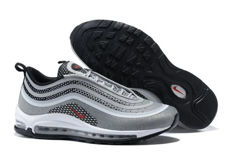 Asics Treadmill Shoes Nike Air Max 97 Ultra 17 Silve Grey Red White Men Shoes Sale Size US 7, 8, 8.5, 9, 10, 11