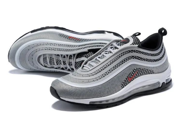 Nike Air Max 97 Ultra 17 Silve Grey Red White Men Shoes Sale Size US 7, 8, 8.5, 9, 10, 11 Asics High Top Running Shoes
