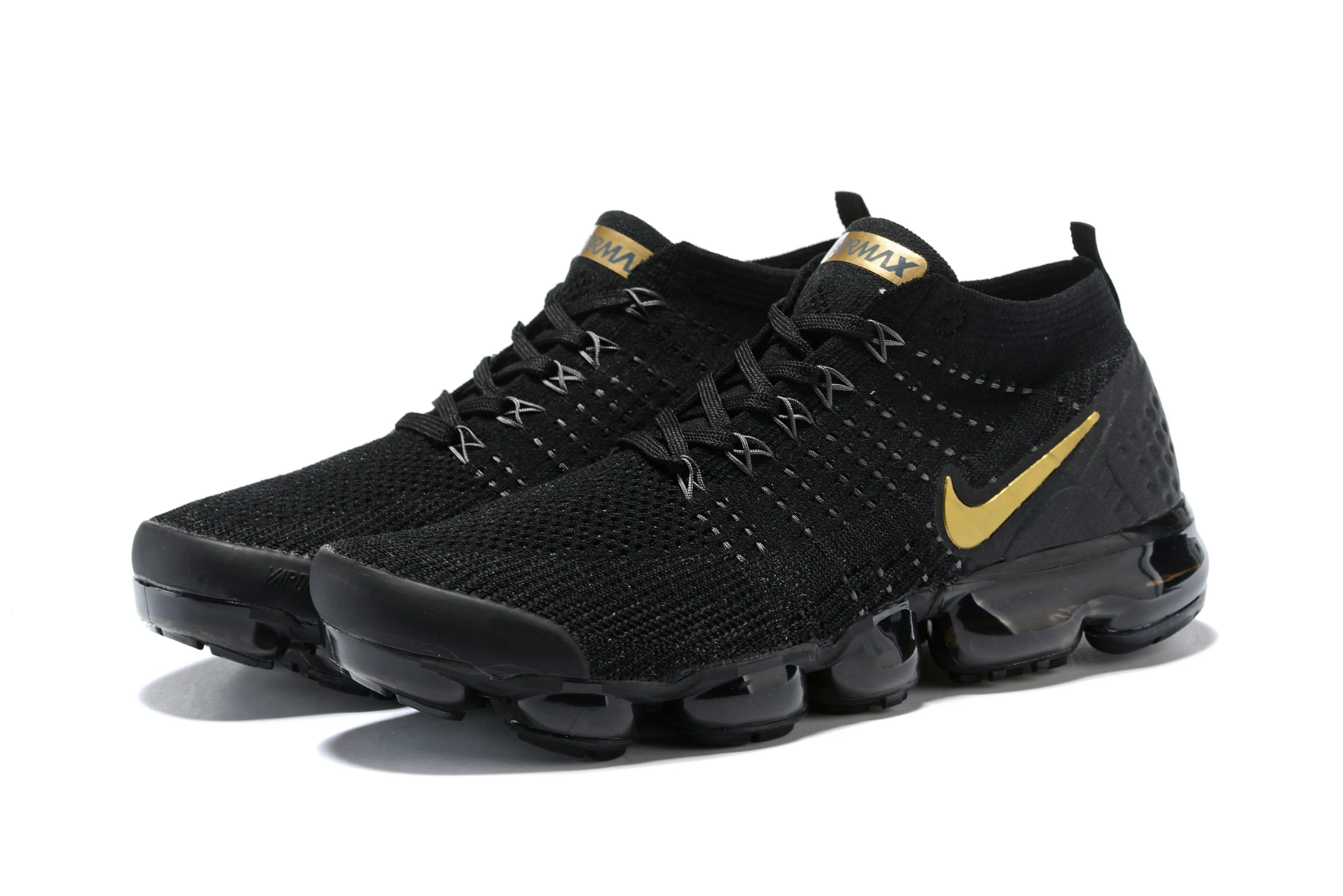 Sneakers Knit Nike Air Vapormax Flyknit 2 Black Gold Shoes Sneakers Men !!! CYBER MONDAY SALE !!!