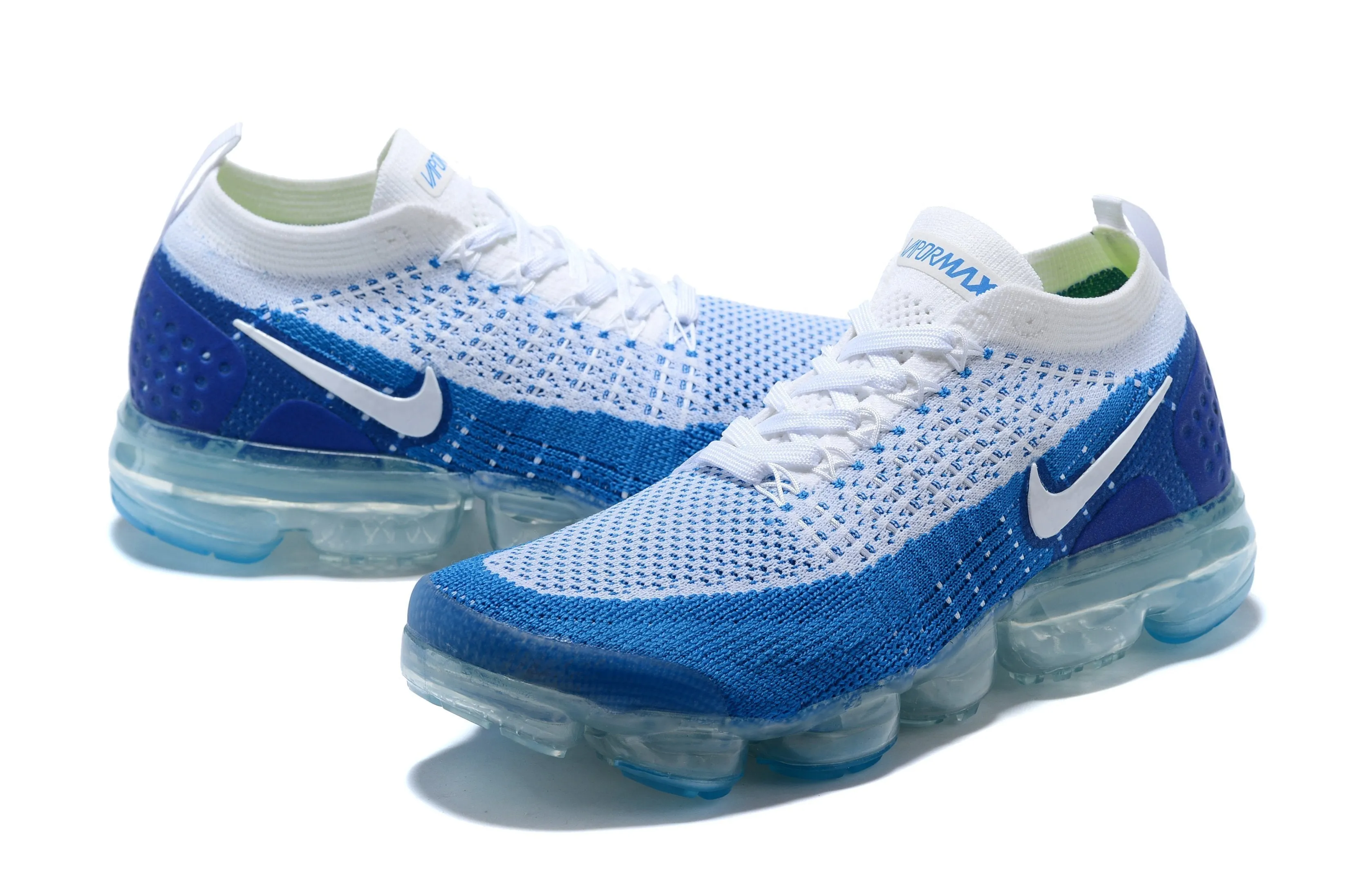 Drip Sneakers Nike Air Vapormax Flyknit 2 White Blue Shoes Sneakers Men Sale Size US 7, 8, 8.5, 9, 10, 11