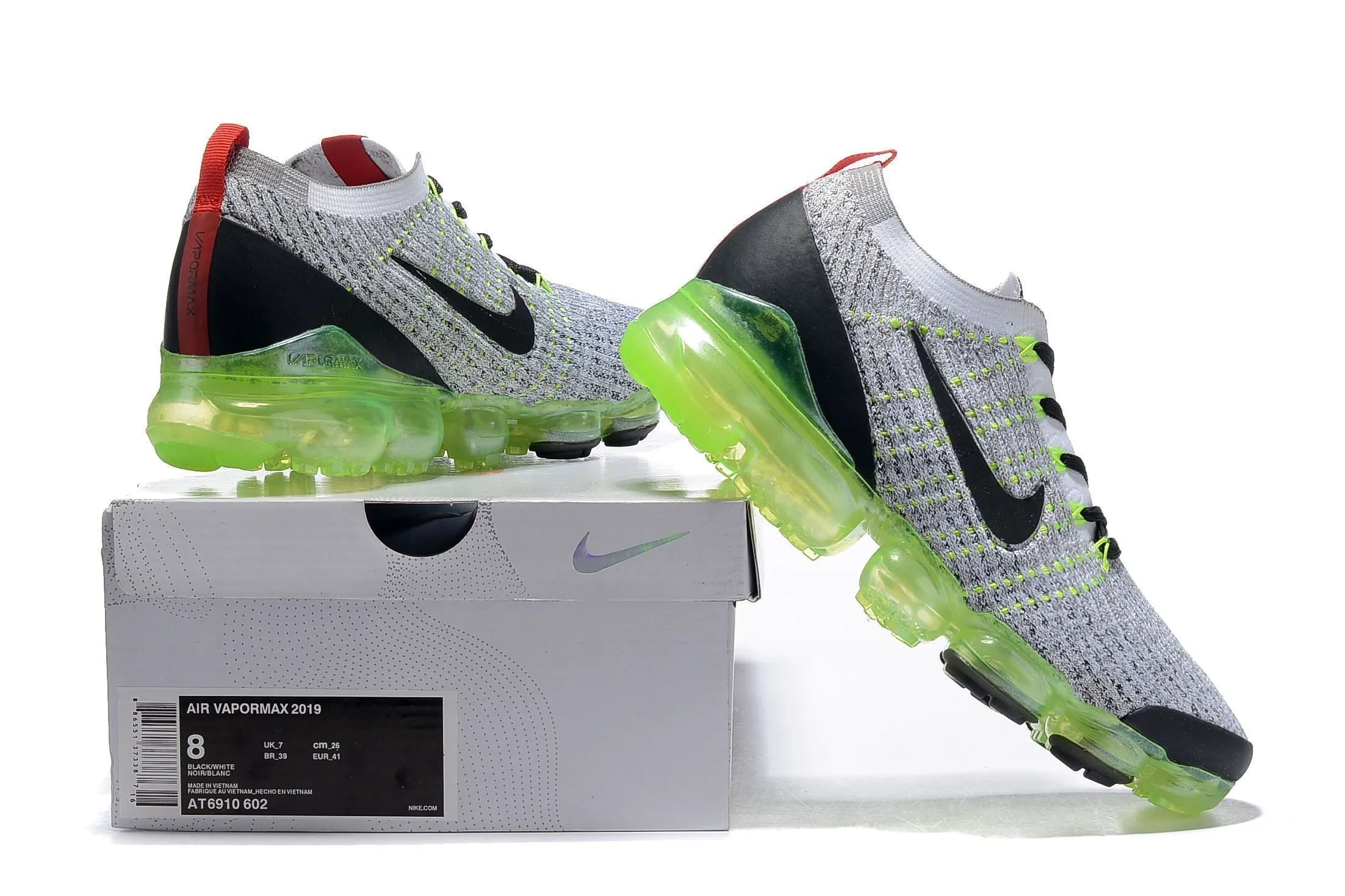 Coolway Goal Sneakers Nike Air Vapormax Flyknit 3 "Neon" Grey Black White Shoes Sneakers Men Sale Size US 7, 8, 8.5, 9, 10, 11