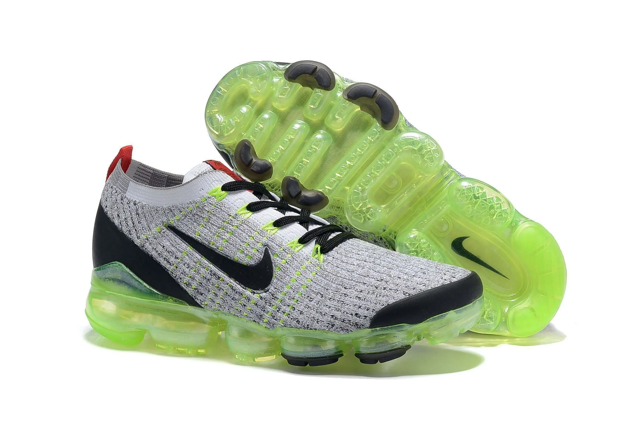Nike Air Vapormax Flyknit 3 "Neon" Grey Black White Shoes Sneakers Men Sale Size US 7, 8, 8.5, 9, 10, 11 Slip On Sneakers Wide Width