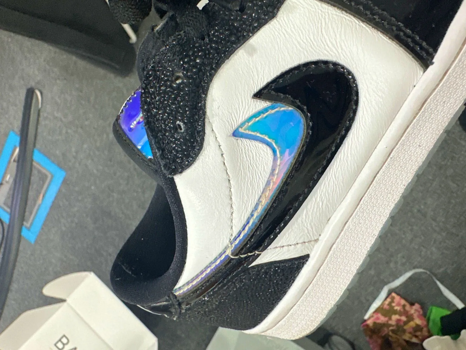 Nike Black and White Air Jordan 1 Low Golf Shoes UK 7.5 Asics Weightlifting Shoe