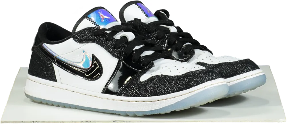 Nike Black and White Air Jordan 1 Low Golf Shoes UK 7.5 Asics Court Ff Tennis Shoes