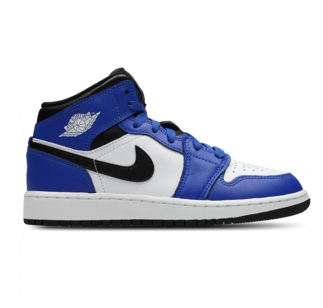 Most Durable Asics Running Shoes Nike Kids' Air Jordan 1 Mid Shoes - Game Royal / White / Black