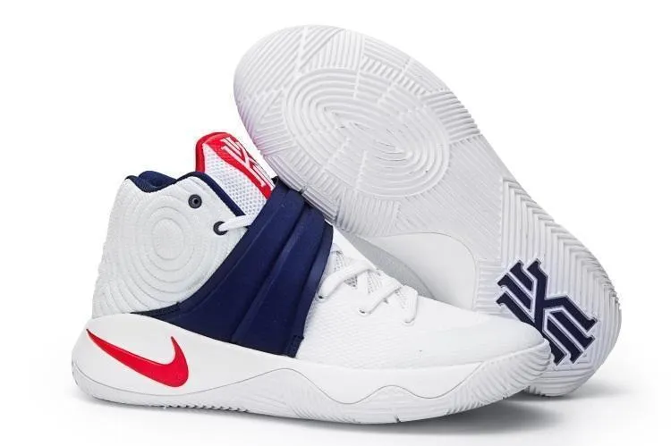 Asics Shiny Shoes Nike Kyrie 2 USA White Navy Red Men Basketball Shoes Sale Size US 7-12