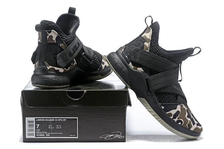 Nike Lebron Soldier XII 12 SFG EP Camo Black Men Shoes Sale Size US7,8,8.5,9,10,11,12 Asics Shoes For Trail Running