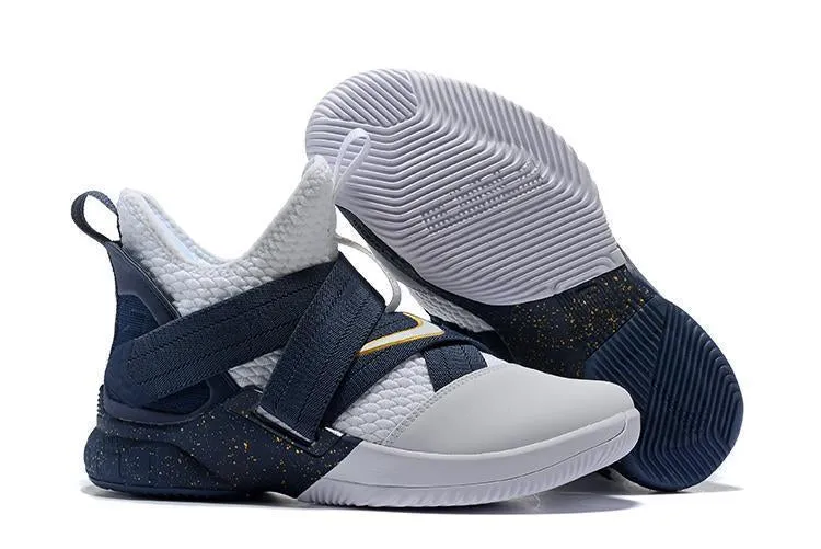 Nike Lebron Soldier XII 12 SFG EP White Grey Blue Shoes Sale Size US7,8,8.5,9,10,11,12 Asics Shoes For Standing All Day