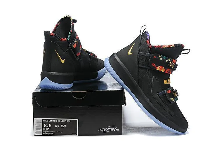 Asics Black Running Shoes Nike Lebron Soldier XIII 13 Black Multicolor Men Sneaker Shoes Sale Size US 7-12