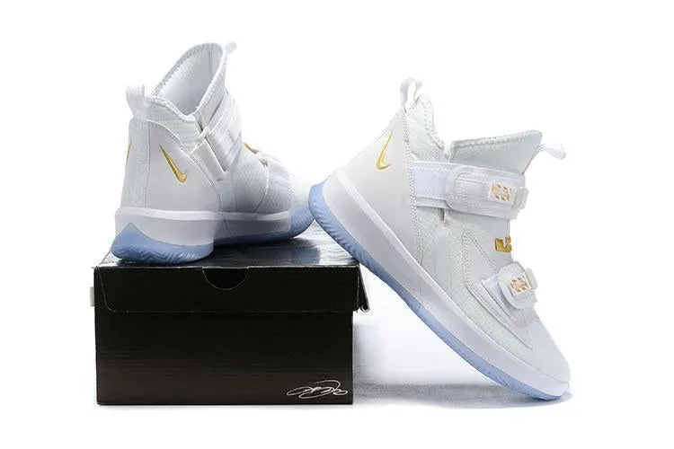 Shop Asics Running Shoes Nike Lebron Soldier XIII 13 White Gold Men Sneaker Shoes Sale Size US 7-12