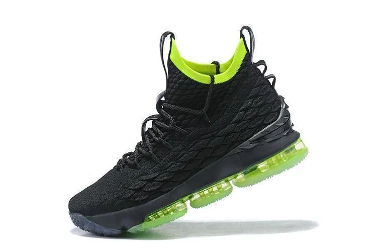 Wrestling Asics Shoes Nike Lebron XV 15 Black Green Men Shoes !!! CYBER MONDAY SALE !!!