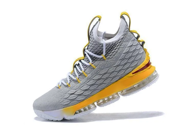 Asics Kayano Running Shoes Nike Lebron XV 15 Grey Gold Yellow Men Shoes Sale Size US 7-12