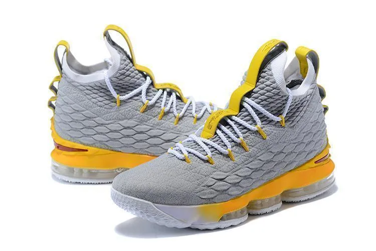 Nike Lebron XV 15 Grey Gold Yellow Men Shoes Sale Size US 7-12 Shoes Asics Shoes