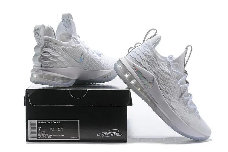 Nike Lebron XV 15 Low EP All White Men Shoes Sale Size US7,8,8.5,9,10,11,12 Asics Shoes Good For Running