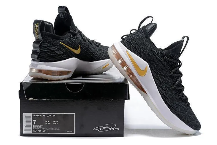 Asics Shoes Gel Nimbus Nike Lebron XV 15 Low EP Black White Gold Men Shoes Sale Size US7,8,8.5,9,10,11,12