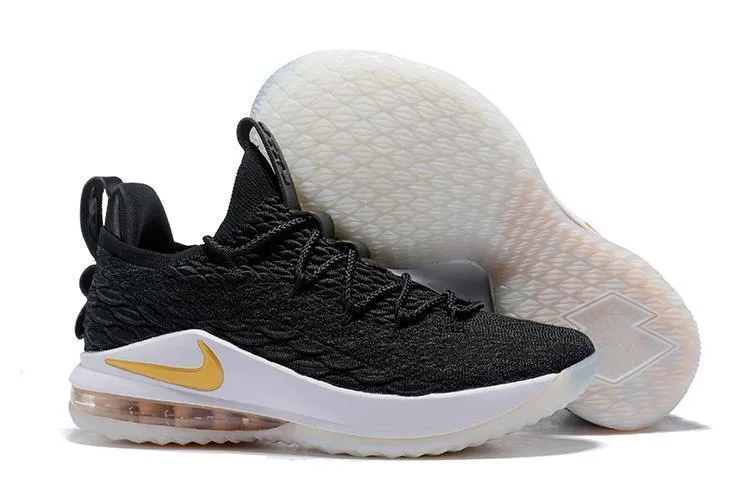 Nike Lebron XV 15 Low EP Black White Gold Men Shoes Sale Size US7,8,8.5,9,10,11,12 Asics Netburner Shoes