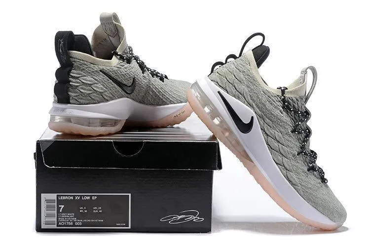 Asics Tennis Shoes For Plantar Fasciitis Nike Lebron XV 15 Low EP LT Grey White Men Shoes Sale Size US7,8,8.5,9,10,11,12