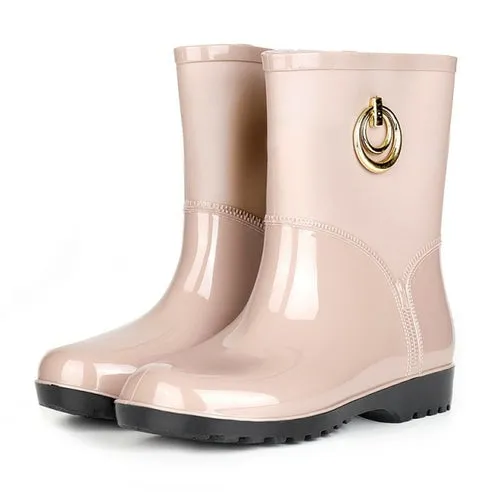 Fashion Rain Boots Women Waterproof Rubber Work Shoes Bottine Femme Best Work Boots For Electrician