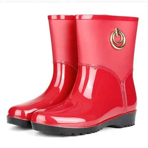 Best Waterproof Slip-resistant Work Boots Fashion Rain Boots Women Waterproof Rubber Work Shoes Bottine Femme