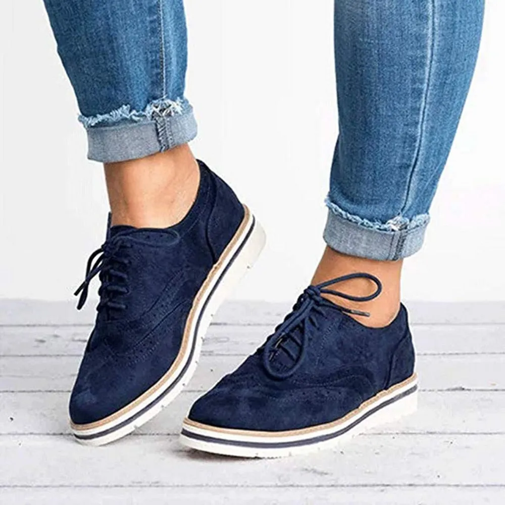 Patent Leather Wholecut Oxfords Female Non-slip Breathable Lace Up Low Footwear Women Brogue Shoes Ladies Oxfords Cut-Outs Flat Platform England Shoes