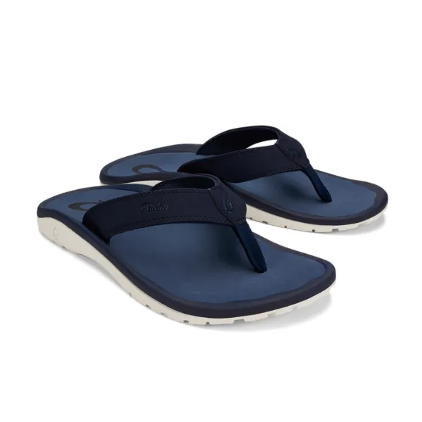 Olukai Men's Ohana Deep Blue/White Slide Sandals With Arch Support