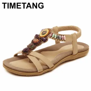 TIMETANG Bohemia women sandals fashion shoes women summer style women shoes flats flip flops plus size free shipping  C062 Gel Sole Flip Flops