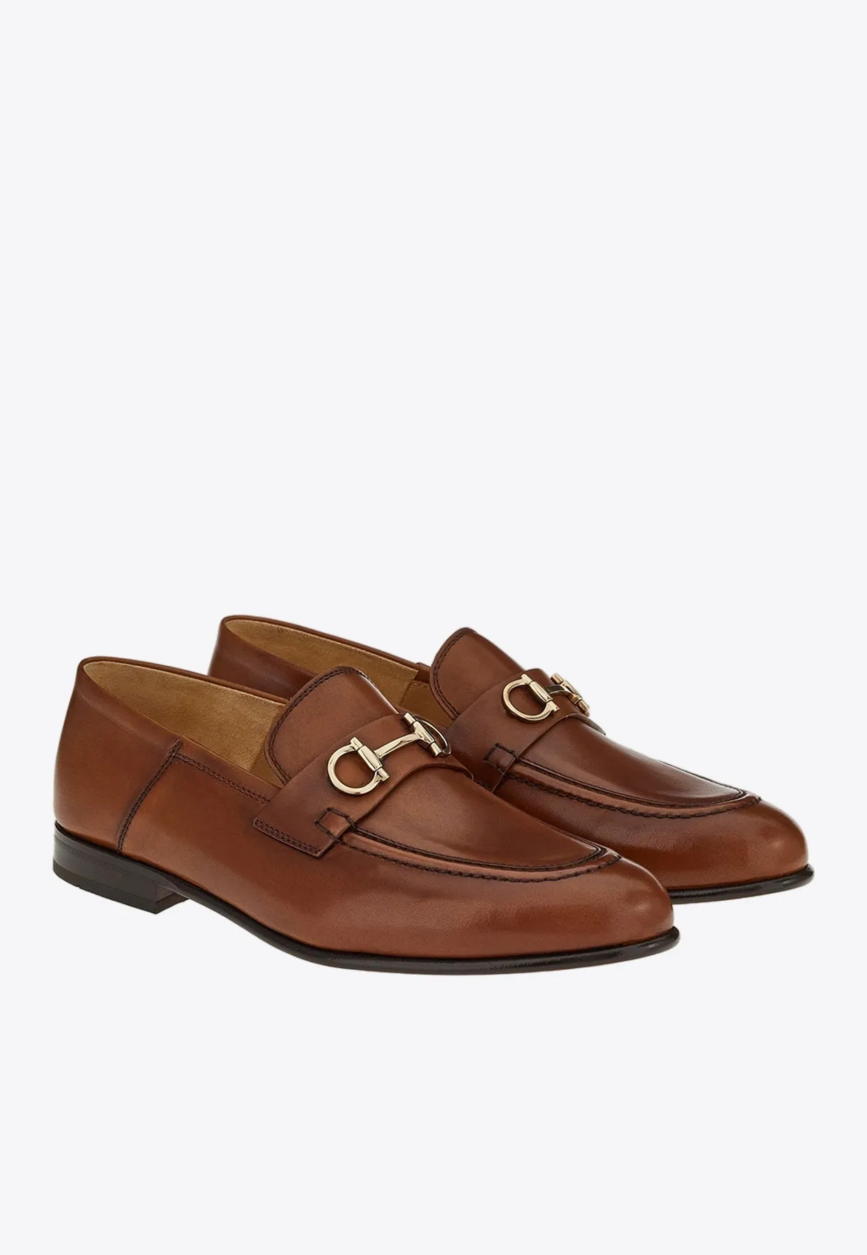 Kiltie Loafers Ottone Gancini Leather Loafers