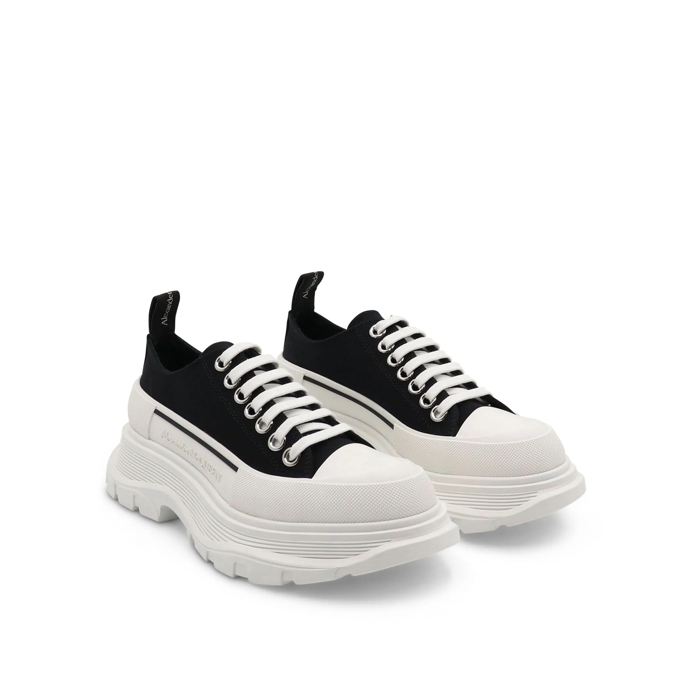 Tread Slick Canvas Lace-Up Shoes in Black/White Oxfords With Tuxedo