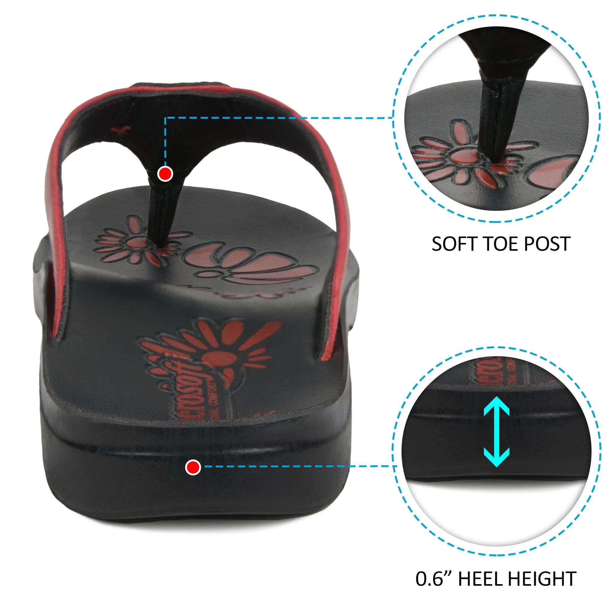 Aerosoft - Paradigm S6002 Trendy Thong Summer Comfy Floral Footbed Flip Flops For Women Hallux Rigidus Flip Flops