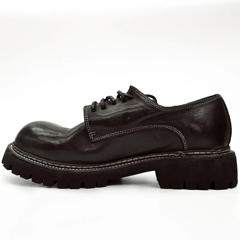 Target Oxford Shoes Round Toe Derby Shoes For Women Goodyear Horse Leather Lace Up Oxfords in Brown/Black/Grey