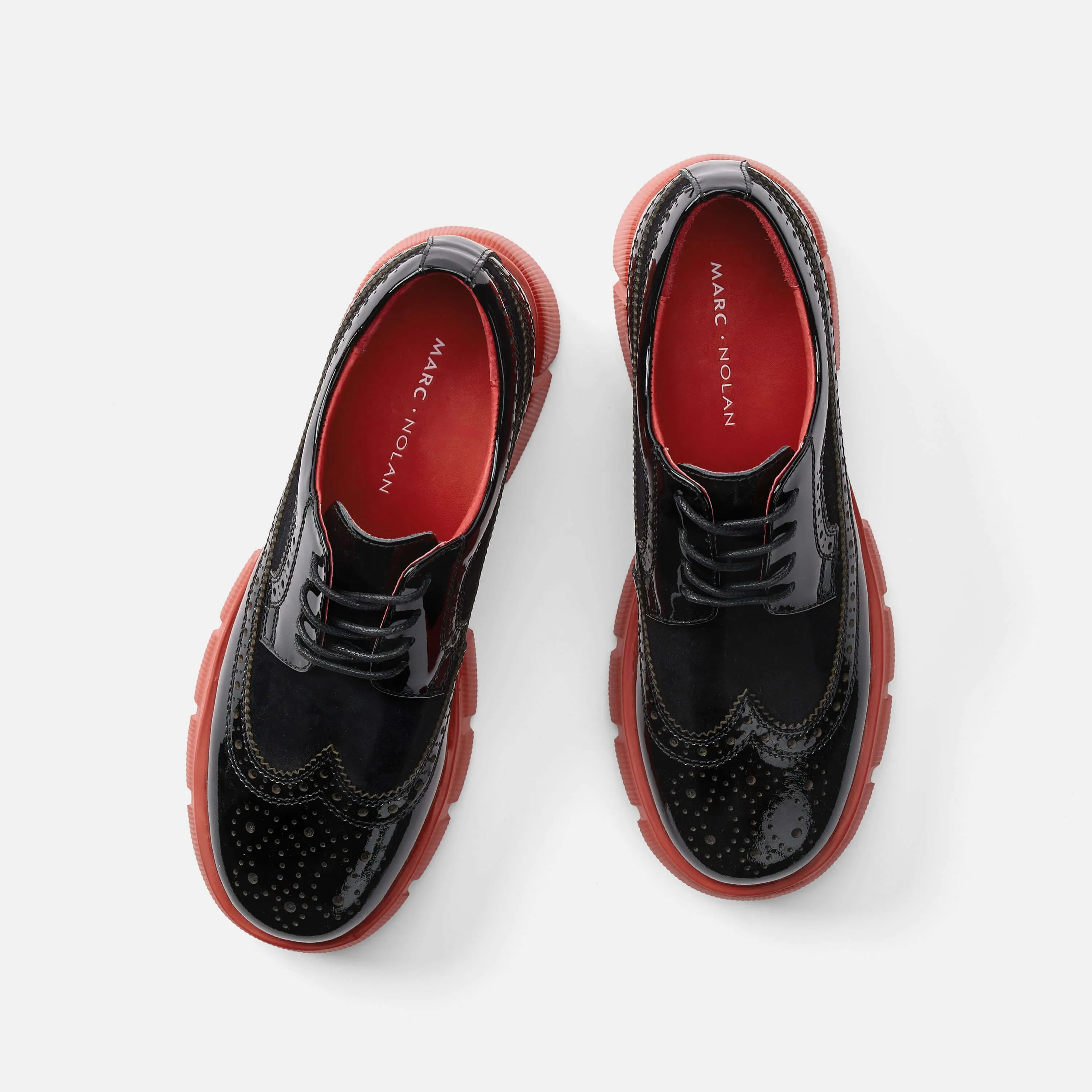 Ms. Alexander Black/Red Leather Lug Wingtip Derby Inspired Oxfords