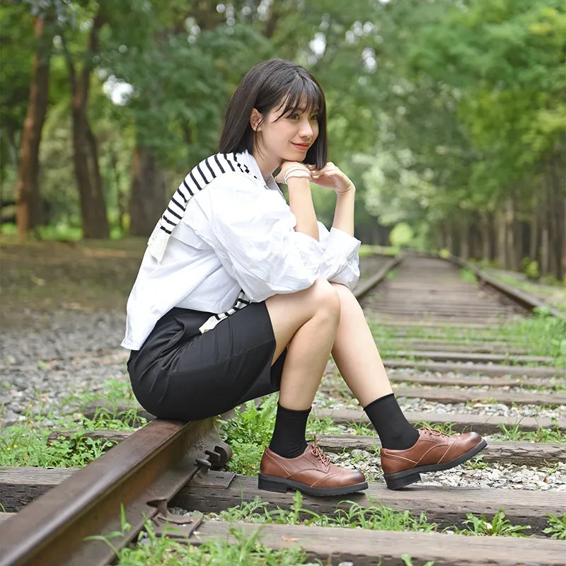 Gary Oxfords Women Lace up Oxfords Shoes Handmade Leather W Toe Cap Brogues in Brown/Black