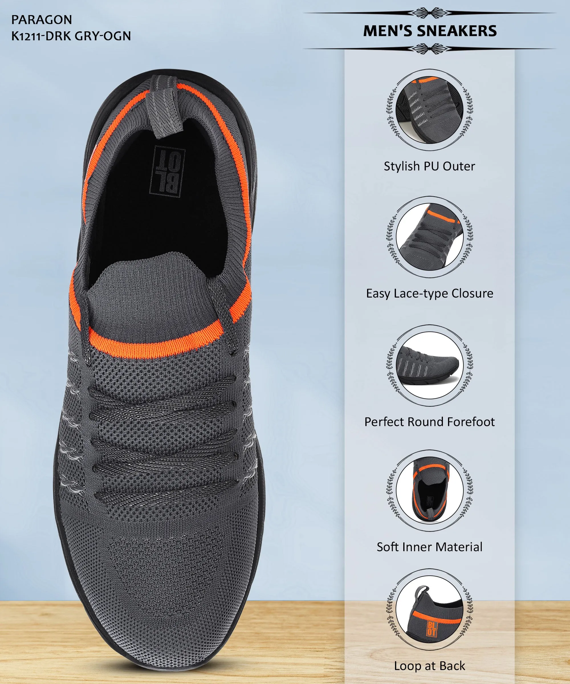 Best Running Shoes Plantar Fasciitis Paragon Blot FBK1211G Men Casual Shoes | Stylish Walking Outdoor Shoes for Everyday Wear | Smart & Trendy Design  | Comfortable Cushioned Soles