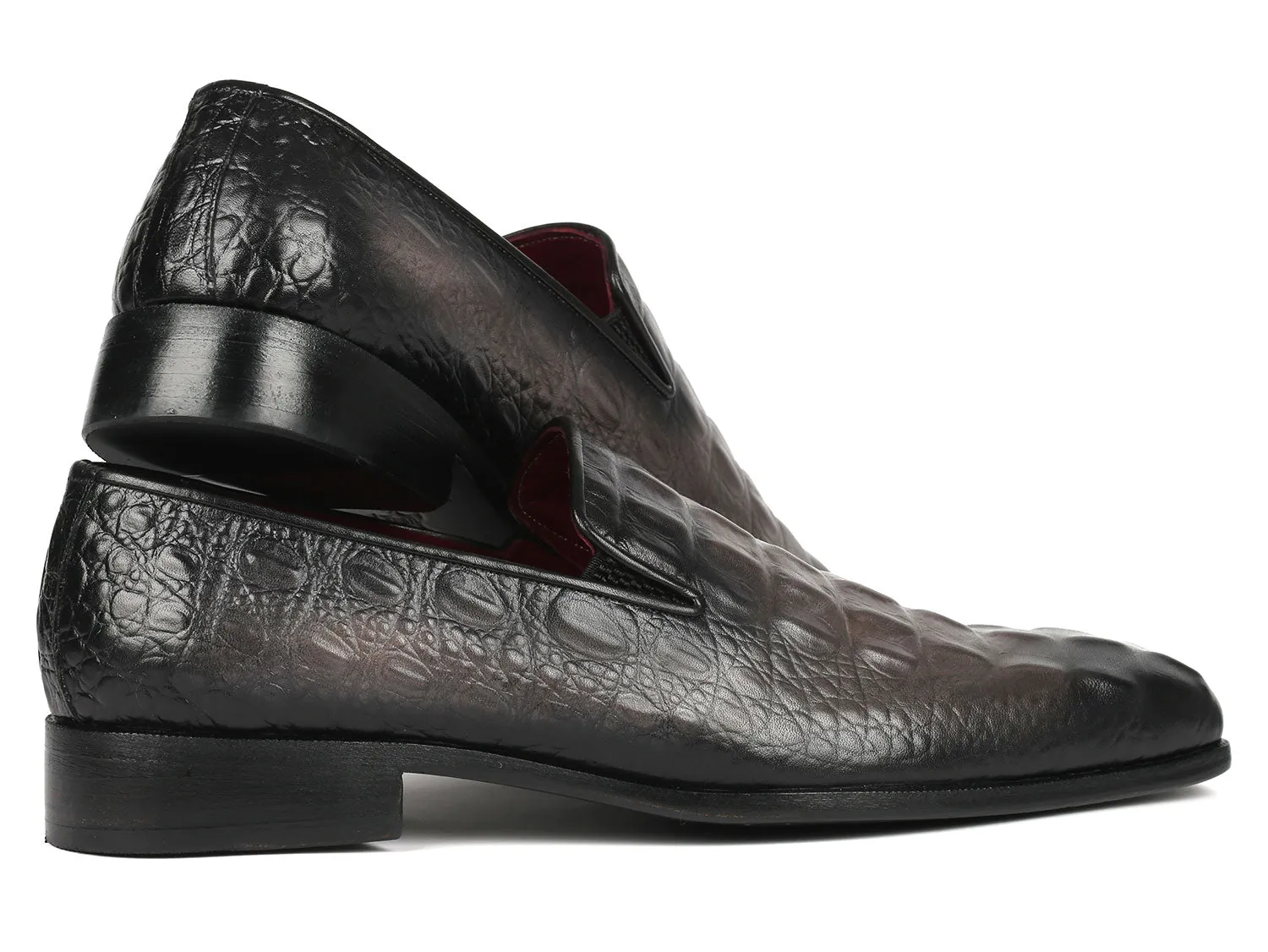 Zara Loafers With Tassels Paul Parkman Gray Crocodile Embossed Calfskin Loafers (ID#5576-GRY)