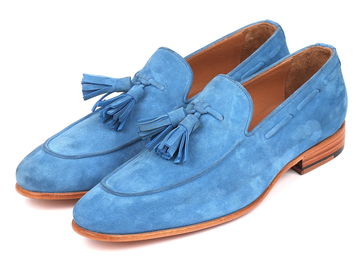 Paul Parkman Men's Tassel Loafers Blue Suede (ID#BLU32FG) 70s Loafers