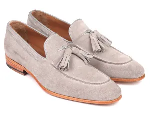 Square Toe Penny Loafers Paul Parkman Men's Tassel Loafers Grey Suede (ID#GRY32FG)