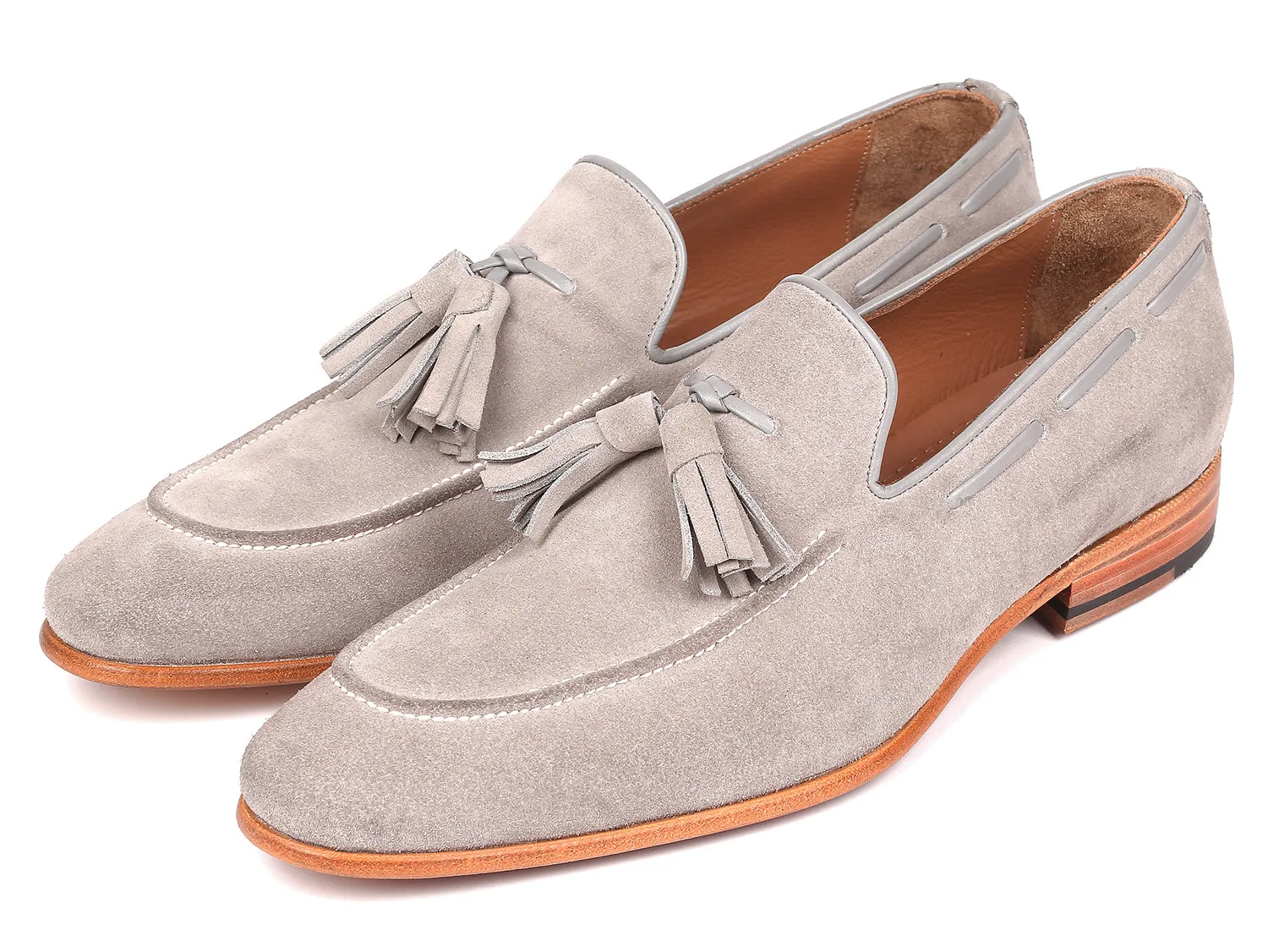 Paul Parkman Men's Tassel Loafers Grey Suede (ID#GRY32FG) Canal Loafers