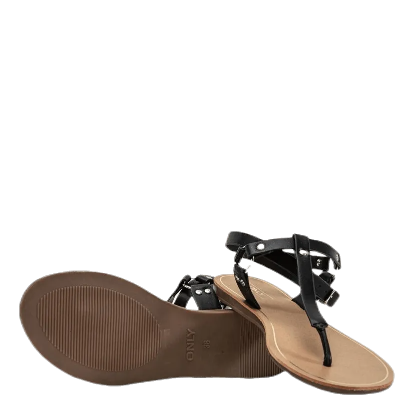 Maya Pu Ankle Wrap Sandal Black Summer Beach Flip Flops