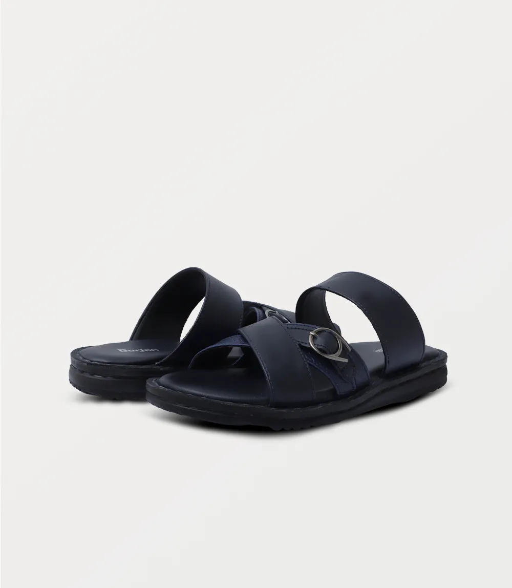 BM6849-NAVY-Men Slipper Reyes Slip On Mary Jane Ballet Flats