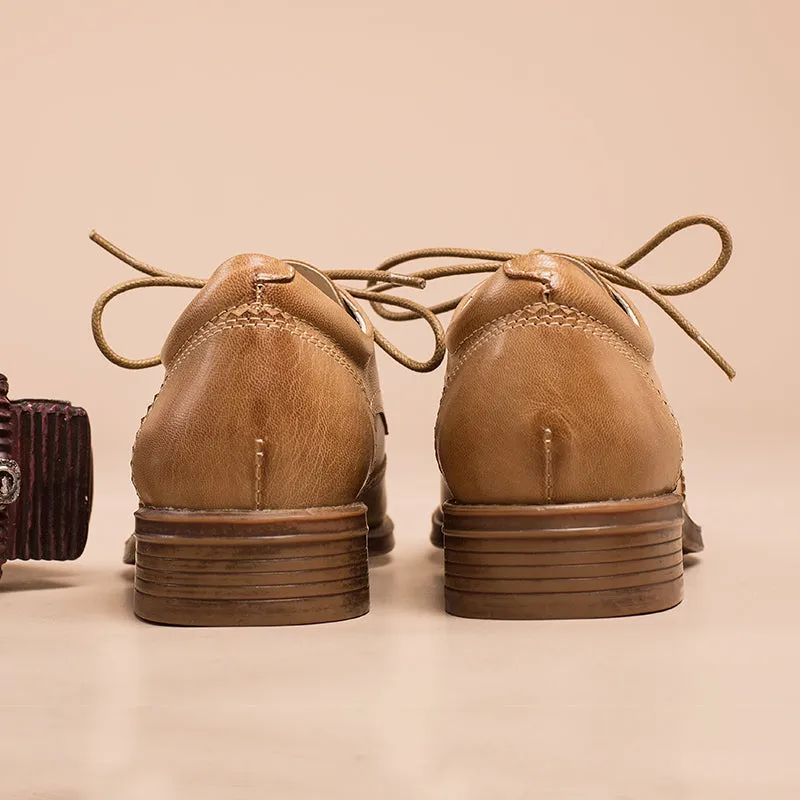 Miz Mooz Oxfords Women Wingtip Shoes Handmade Sheepskin Brogue Oxfords Low Heel Elegant Brown/Black/Coffee (better suited for thin feet)